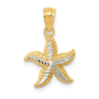 Load image into Gallery viewer, 14k with White Rhodium Diamond-cut Starfish Pendant
