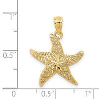 Load image into Gallery viewer, 14k Diamond-cut Polished Filigree Starfish Pendant
