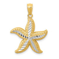 Load image into Gallery viewer, 14k with White Rhodium Diamond-cut Starfish Pendant
