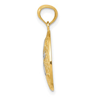 Load image into Gallery viewer, 14k w/Rhodium Diamond-cut Polished Sand Dollar Pendant
