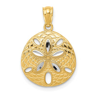 Load image into Gallery viewer, 14k w/Rhodium Diamond-cut Polished Sand Dollar Pendant

