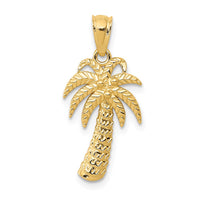 Load image into Gallery viewer, 14k Textured Polished Palm Tree Pendant
