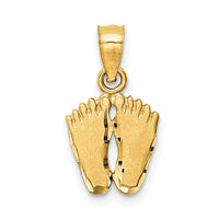 Load image into Gallery viewer, 14k Satin Diamond-cut Footprints Pendant
