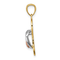 Load image into Gallery viewer, 14K Yellow and Rose Gold w/Rhodium Sandal Pendant
