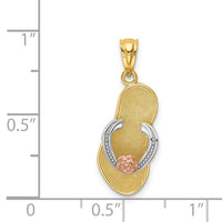 Load image into Gallery viewer, 14K Yellow and Rose Gold w/Rhodium Sandal Pendant
