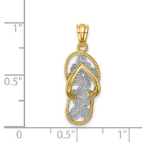 Load image into Gallery viewer, 14k w/Rhodium Polished Floral Flip Flop Pendant
