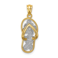 Load image into Gallery viewer, 14k w/Rhodium Polished Floral Flip Flop Pendant
