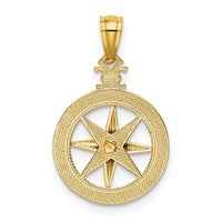 Load image into Gallery viewer, 14k Diamond-cut Polished Compass Pendant
