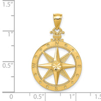 Load image into Gallery viewer, 14k Diamond-cut Polished Compass Pendant
