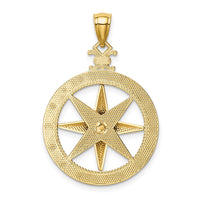 Load image into Gallery viewer, 14K Diamond-Cut Polished and Satin Compass Pendant
