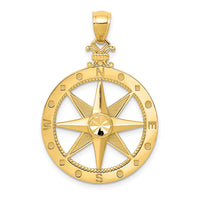Load image into Gallery viewer, 14K Diamond-Cut Polished and Satin Compass Pendant
