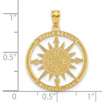 Load image into Gallery viewer, 14K Satin / Polished Lost Without You Compass Pendant
