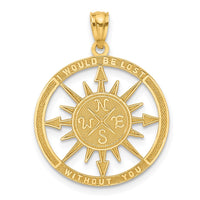 Load image into Gallery viewer, 14K Satin / Polished Lost Without You Compass Pendant
