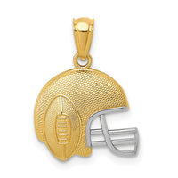 Load image into Gallery viewer, 14K w/Rhodium Satin/Polished Football Helmet Pendant
