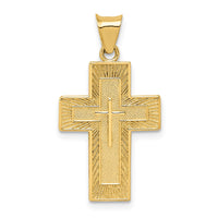 Load image into Gallery viewer, 14k Textured Reversible Lord&#39;s Prayer in Spanish Cross Pendant
