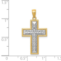 Load image into Gallery viewer, 14k Two-tone Polished Filigree Cross Pendant
