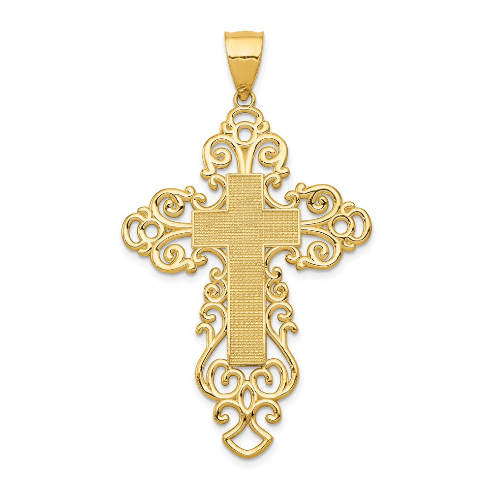 14k Polished Fancy Cross Pendant