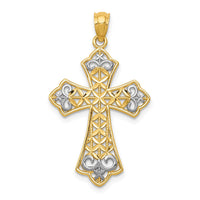Load image into Gallery viewer, 14k w/Rhodium Polished D/C Filigree Cross Pendant
