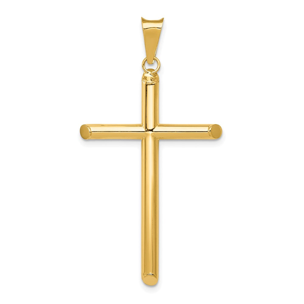 14k Polished Tube Cross Pendant