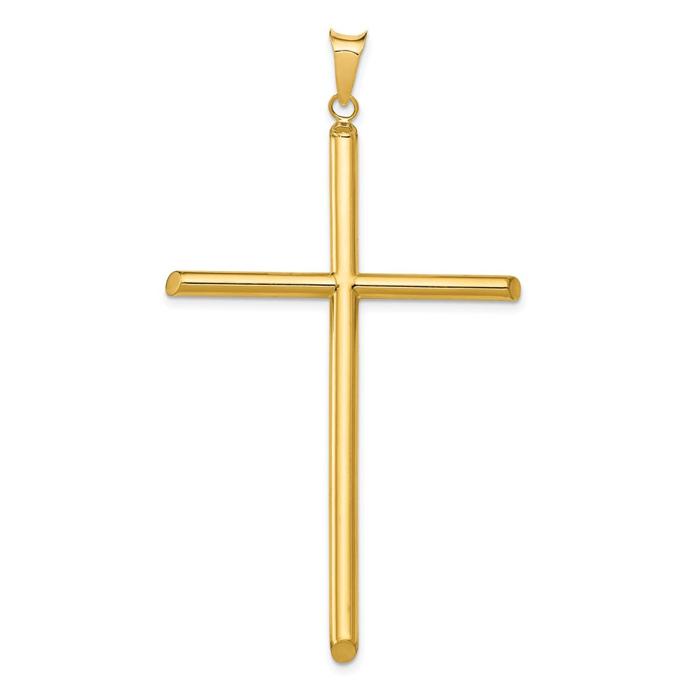 14k Polished Tube Cross Pendant