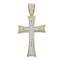Load image into Gallery viewer, 14k w/Rhodium Micro Pav? CZ Large Cross Pendant
