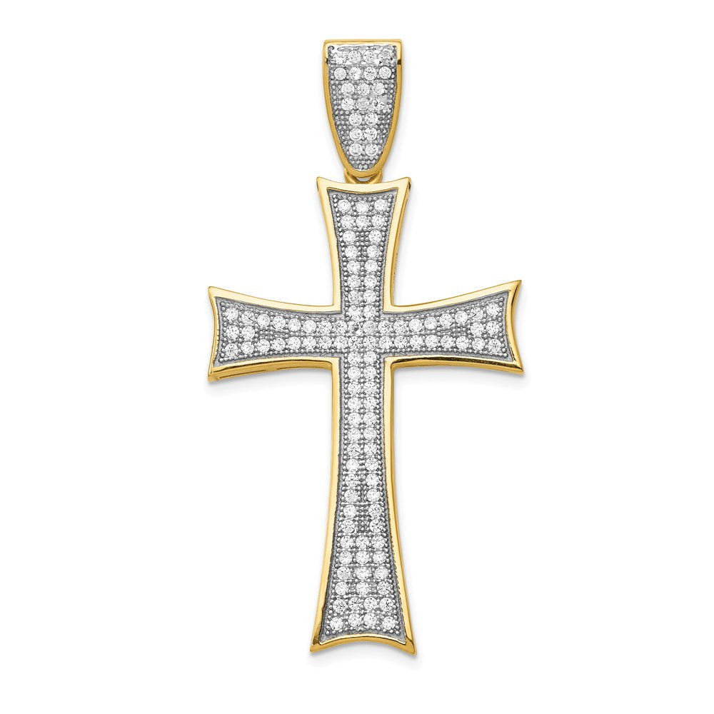 14k w/Rhodium Micro Pav? CZ Large Cross Pendant