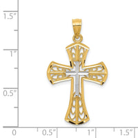 Load image into Gallery viewer, 14k w/Rhodium Polished D/C Filigree Cross Pendant
