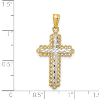 Load image into Gallery viewer, 14k w/Rhodium Diamond-cut Budded Cross Pendant

