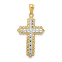 Load image into Gallery viewer, 14k w/Rhodium Diamond-cut Budded Cross Pendant
