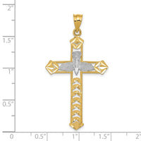 Load image into Gallery viewer, 14K W/Rhodium Polished Diamond-Cut Dove Cross Pendant
