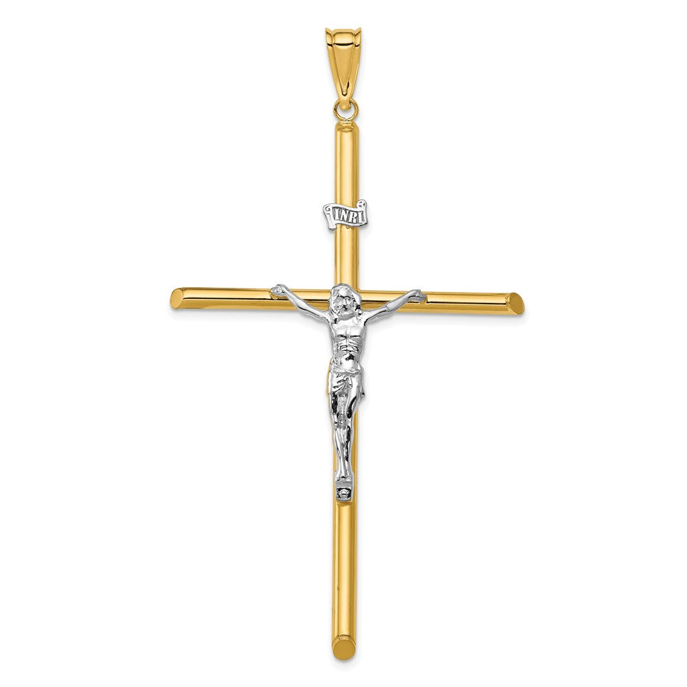 14k Two-Tone Polished Jesus Crucifix Pendant