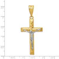 Load image into Gallery viewer, 14k Two-tone Diamond-cut Crucifix Pendant
