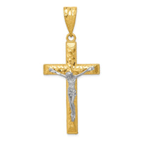 Load image into Gallery viewer, 14k Two-tone Diamond-cut Crucifix Pendant
