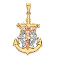 Load image into Gallery viewer, 14k Tri-Color Mariner Crucifix Pendant
