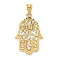 Load image into Gallery viewer, 14k Polished Filigree Hamsa Pendant
