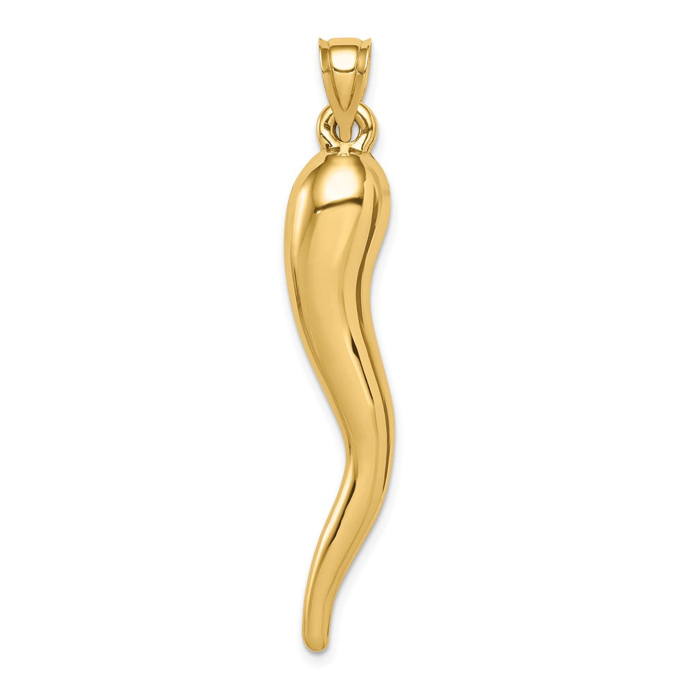 14k Hollow 3D Italian Horn Pendant