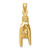 Load image into Gallery viewer, 14K 3D Hollow Rock On Sign Charm
