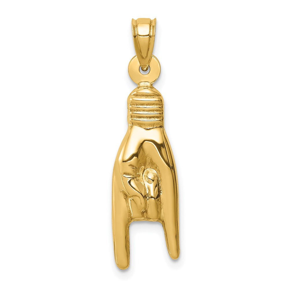 14K 3D Hollow Rock On Sign Charm