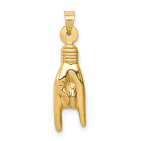 Load image into Gallery viewer, 14K 3D Hollow Rock On Sign Charm
