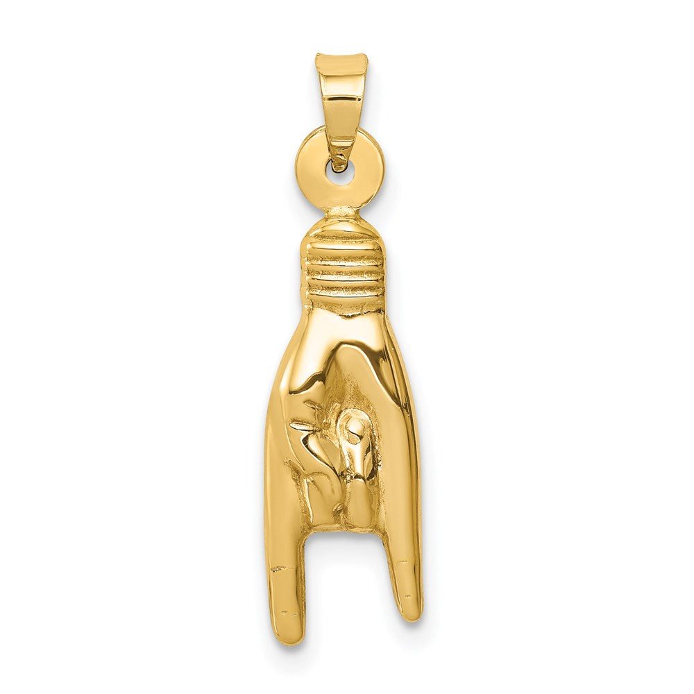 14K 3D Hollow Rock On Sign Charm