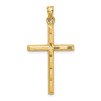 Load image into Gallery viewer, 14k Hollow Diamond-cut Cross Pendant
