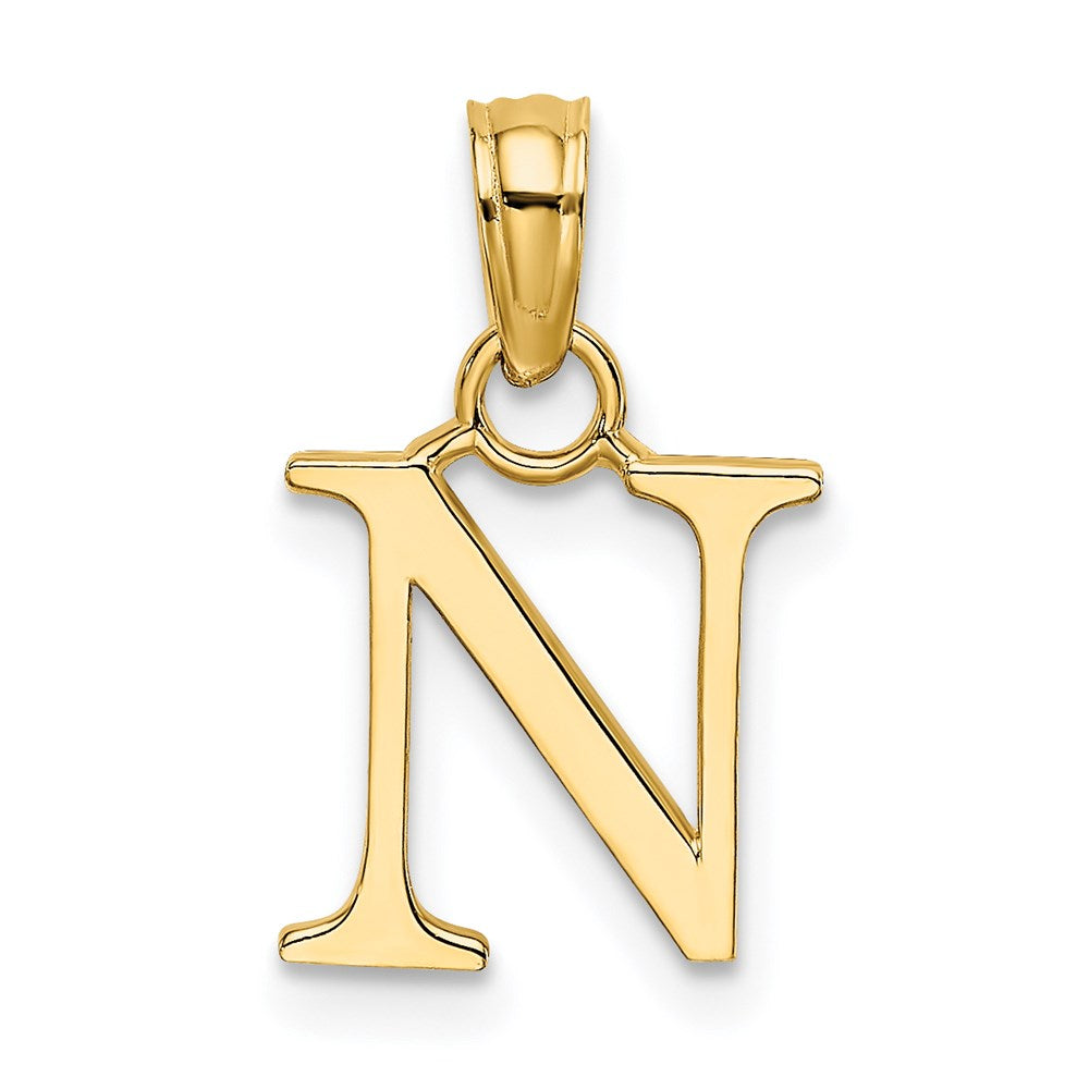 14K Polished Block Letter N Initial Pendant