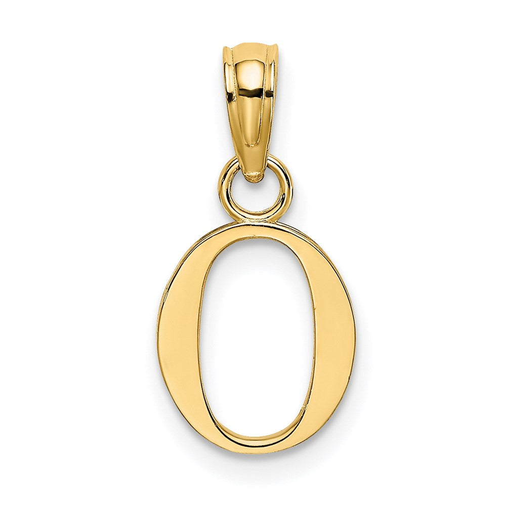 14K Polished Block Letter O Initial Pendant