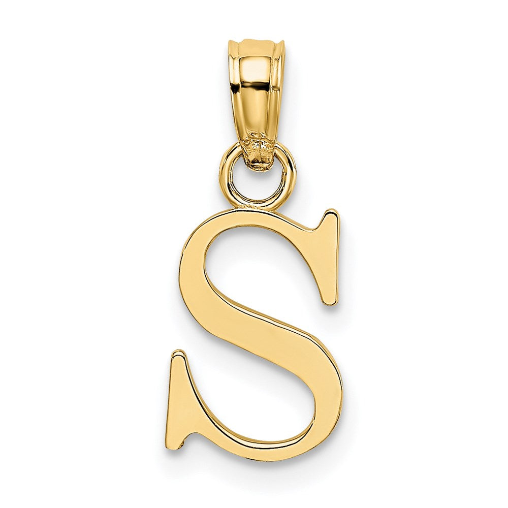 14K Polished Block Letter S Initial Pendant
