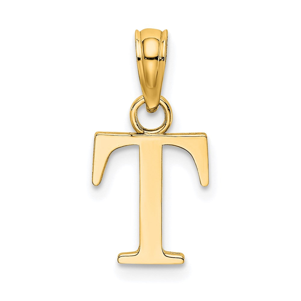 14k Polished Block Letter T Initial Pendant