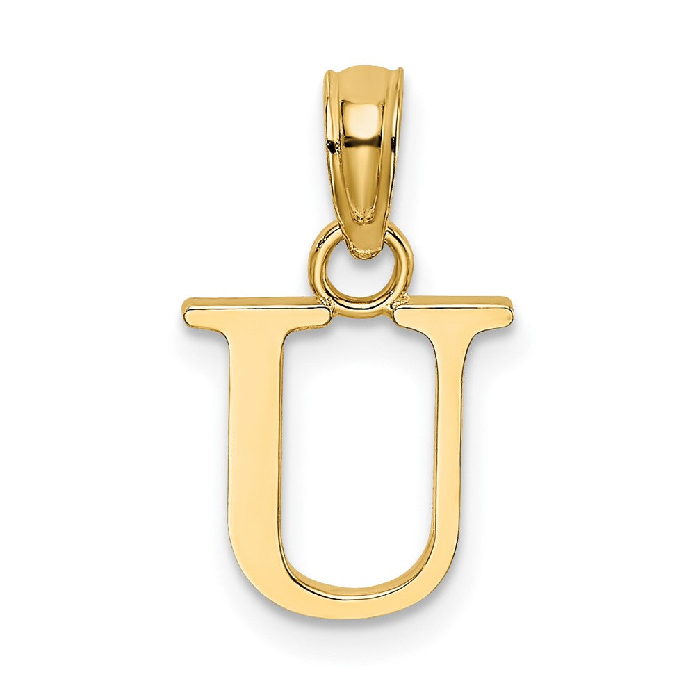 14K Polished Block Letter U Initial Pendant