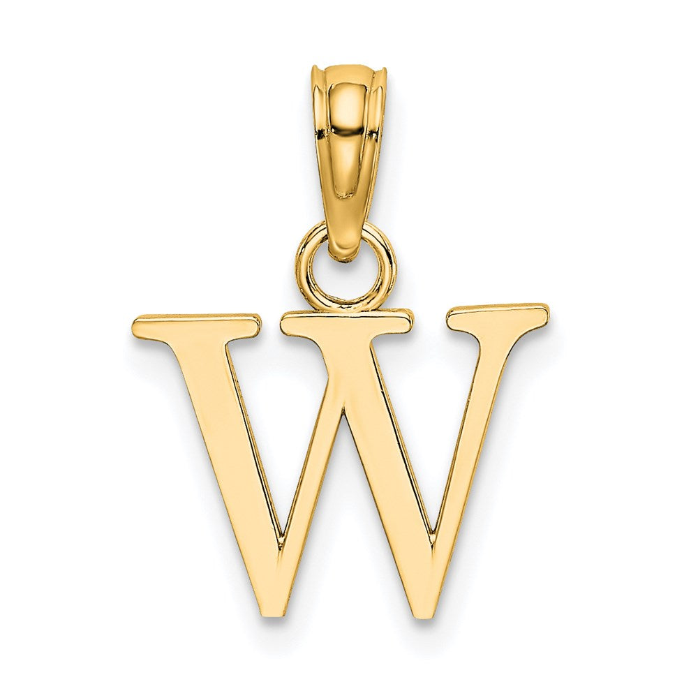 14K Polished Block Letter W Initial Pendant