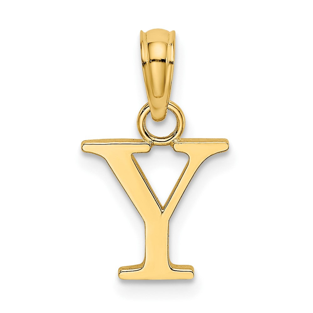 14K Polished Block Letter Y Initial Pendant