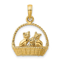 Load image into Gallery viewer, 14K 3-D Cats Inside Of Basket Charm
