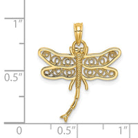 Load image into Gallery viewer, 14K Dragonfly w/Beaded Filigree Wings Charm
